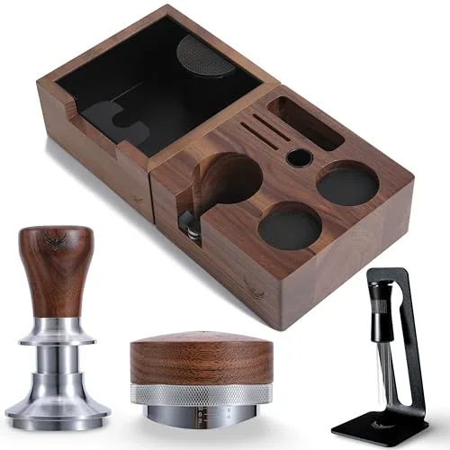 51mm Walnut Complete Espresso Machine Accessories Kit, product photograph