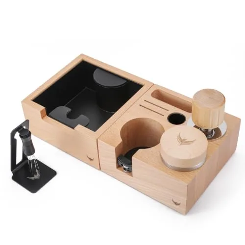 58.5mm Maple Espresso Tamping Kit & Beech, product photograph
