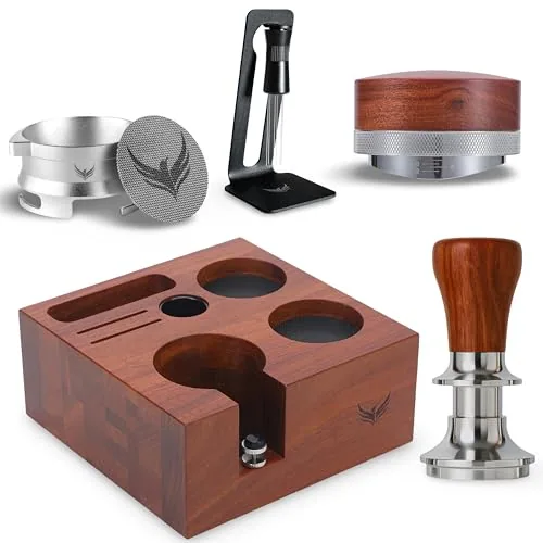 54mm Rosewood Espresso Accessories Set, product photograph